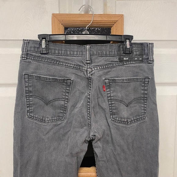 Levi's 514 Mens Gray Straight Fit Jeans Size 34x32 Denim Pants - Picture 3 of 8